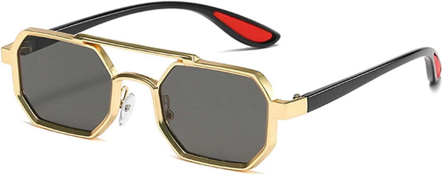 

Винтажные квадратные солнцезащитные очки-пилот в стиле 70-х годов, женские и мужские, с двойной перемычкой, металлические панк-очки, многоугольные солнцезащитные очки helena, C1