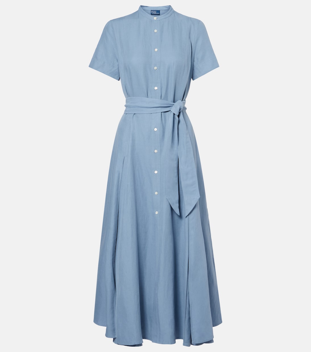 

Шёлковое, льняное и хлопковое платье-рубашка Polo Ralph Lauren, Channel Blue