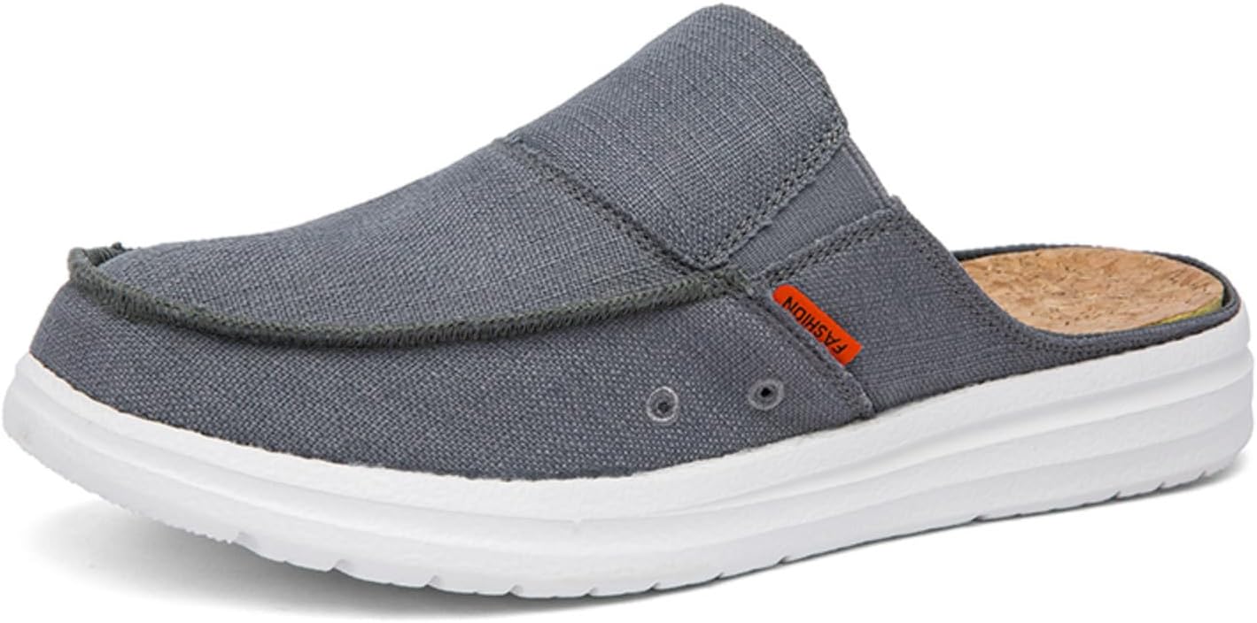 

Мужские тканевые тапочки с закрытым носком, удобные, нескользящие, для улицы, с поддержкой свода стопы, с задником-ремешком, плоские сабо, лоферы, подходят для прогулок и выгула собак Xoekd, серый