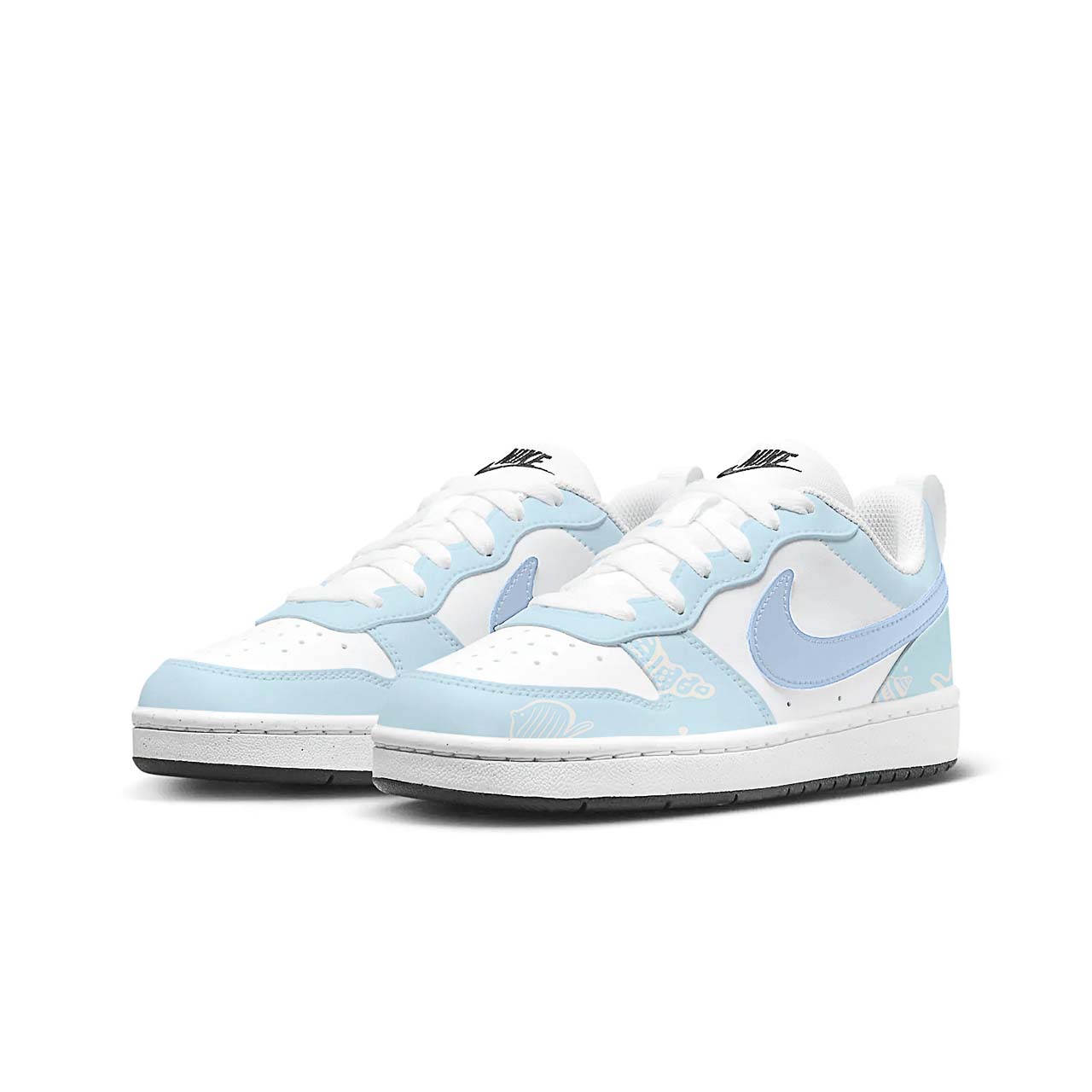 Nike Кроссовки для скейтбординга Court Borough Shell Memory Slip Resistant Abrasion Resistant низкие детские синий белый unisex — фото 3
