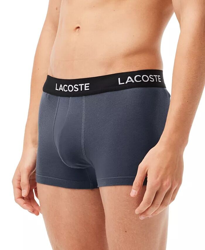 Комплект из 5 мужских трусов-боксеров Regular-Fit Stretch с логотипом на резинке Lacoste, серый — фото 4