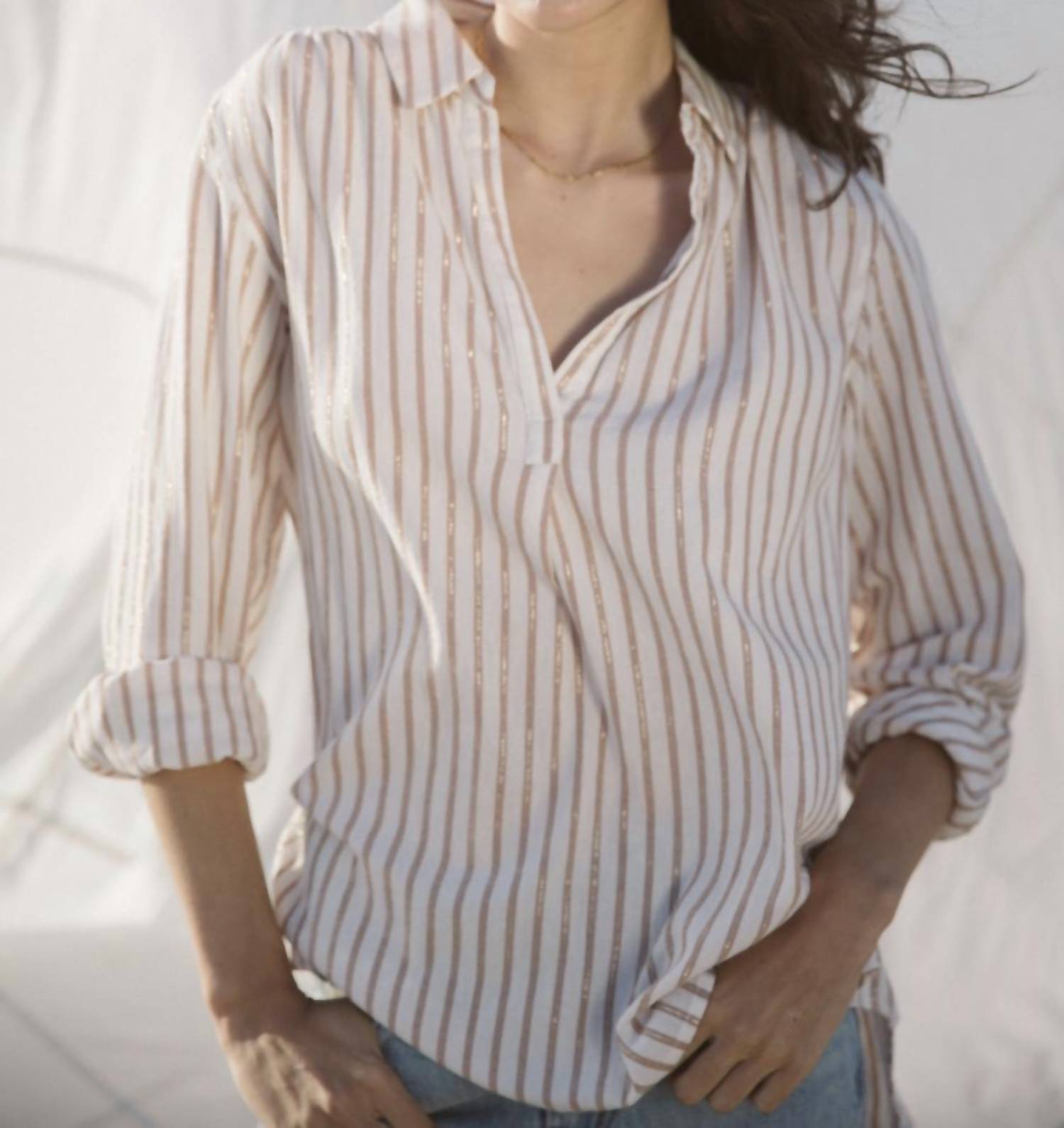 

Топ Courtney Henley в полоску Oyster TROVATA, цвет oyster stripe