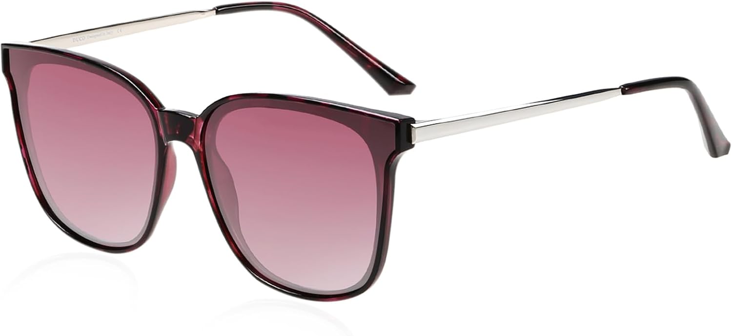 

Женские солнцезащитные очки DUCO Oversized Polarized Sunglasses Trendy Mirrored Shades Retro Round Vintage Light Weight UV400 Sun Glasses W016, 06- Purple Tortoise Frame Purple Lens