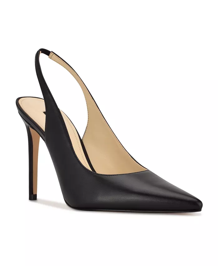 Женские туфли-лодочки на шпильке с перьями и ремешком на пятке Nine West, черный