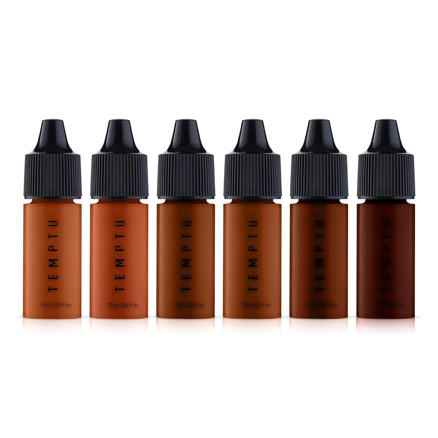 TEMPTU Perfect Canvas Airbrush Foundation: антивозрастная тональная основа долговременного действия, наращиваемое покрытие для увлажненной и здоровой кожи, полуматовый естественный финиш, 24 оттенка 1 шт. (6 шт.), Starter Set/Tan/Deep