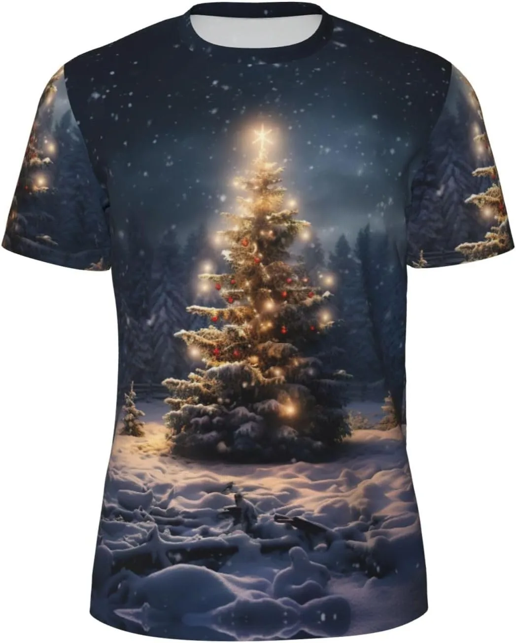 

Футболка мужская летняя с принтом "Снежная ёлка", легкая, дышащая SDFHU