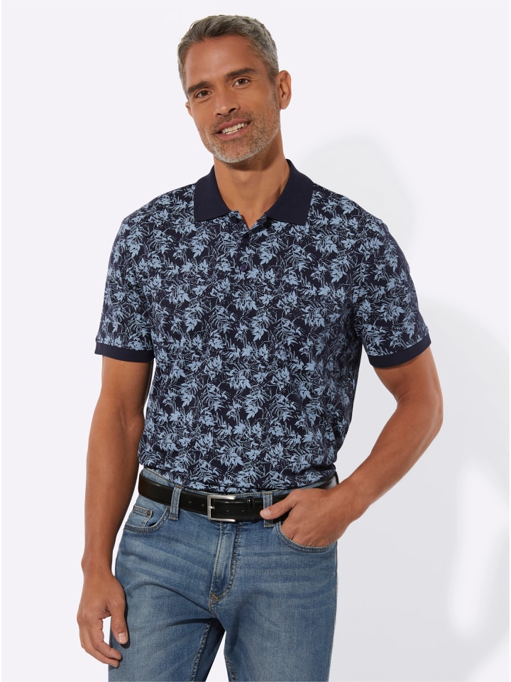 

Рубашка-поло с принтом темно-синего и синего цветов Sieh an!, Синий, Рубашка-поло с принтом темно-синего и синего цветов Sieh an!