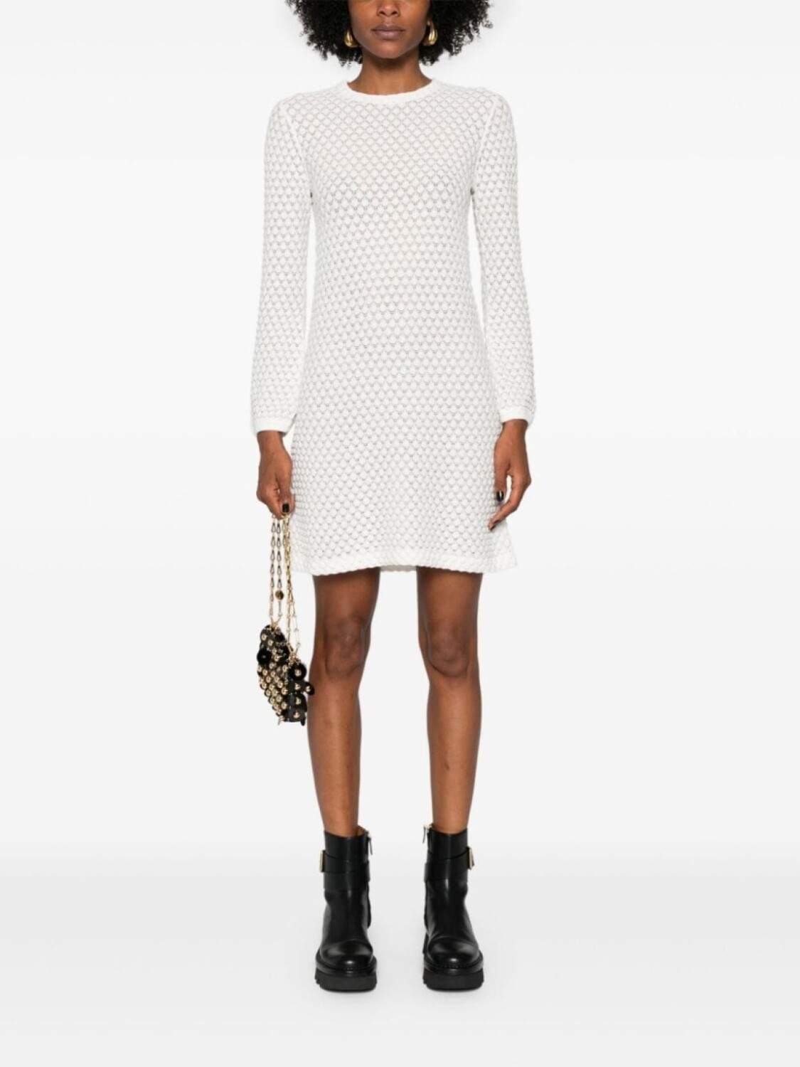 

Chloé платье мини ажурной вязки, белый