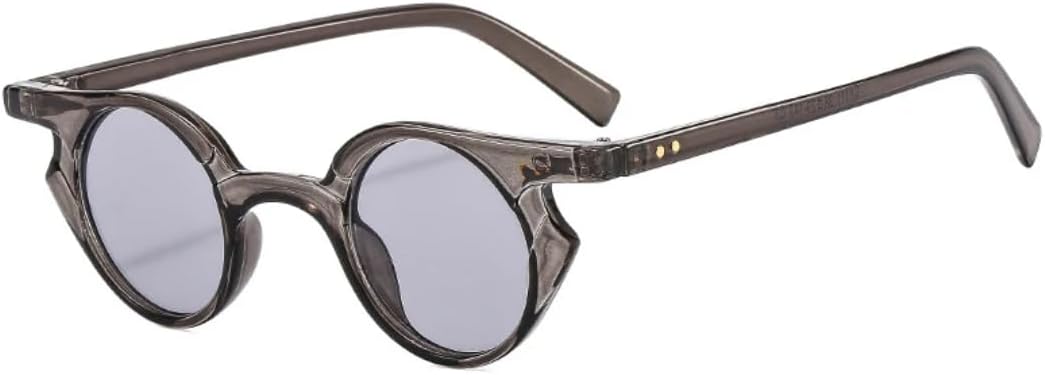 

Модные маленькие солнцезащитные очки «кошачий глаз» для женщин, ретро-стиль с заклепками, мужские трендовые панк-очки с круглыми линзами и защитой от УФ-излучения UV400 UUPTTPL, Gray Light Gray