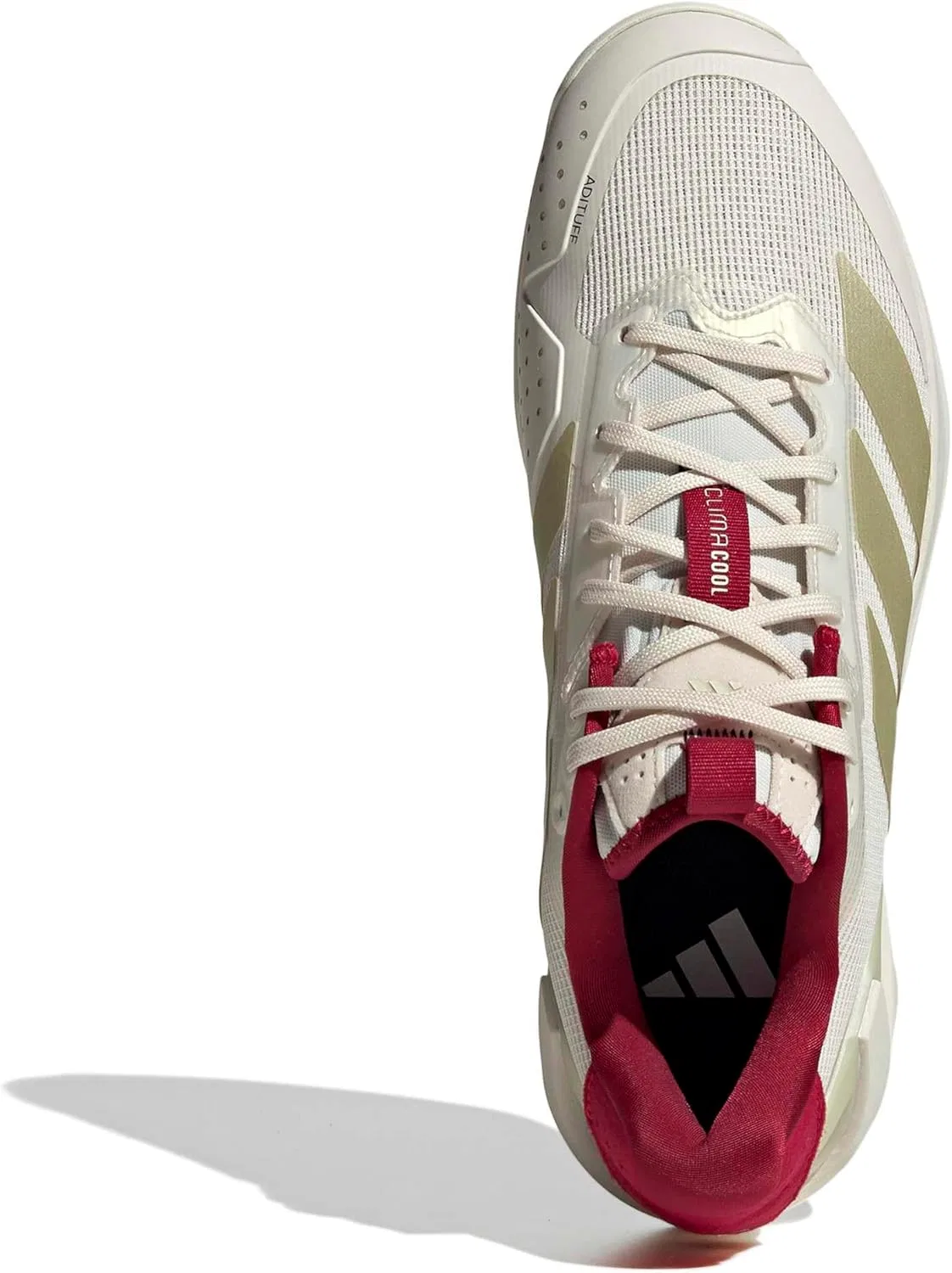 Кроссовки теннисные Adidas Adizero Ubersonic 5, Chalk White/Ice Gold Metallic/Legend Ink — фото 2