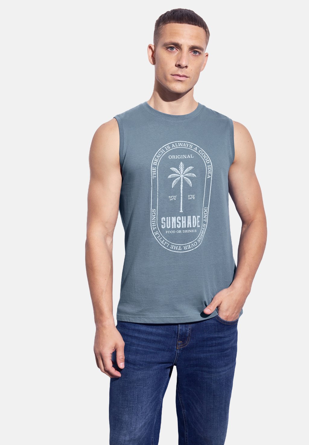 

Майка TANK MIT PRINT Street One MEN, темно-синий