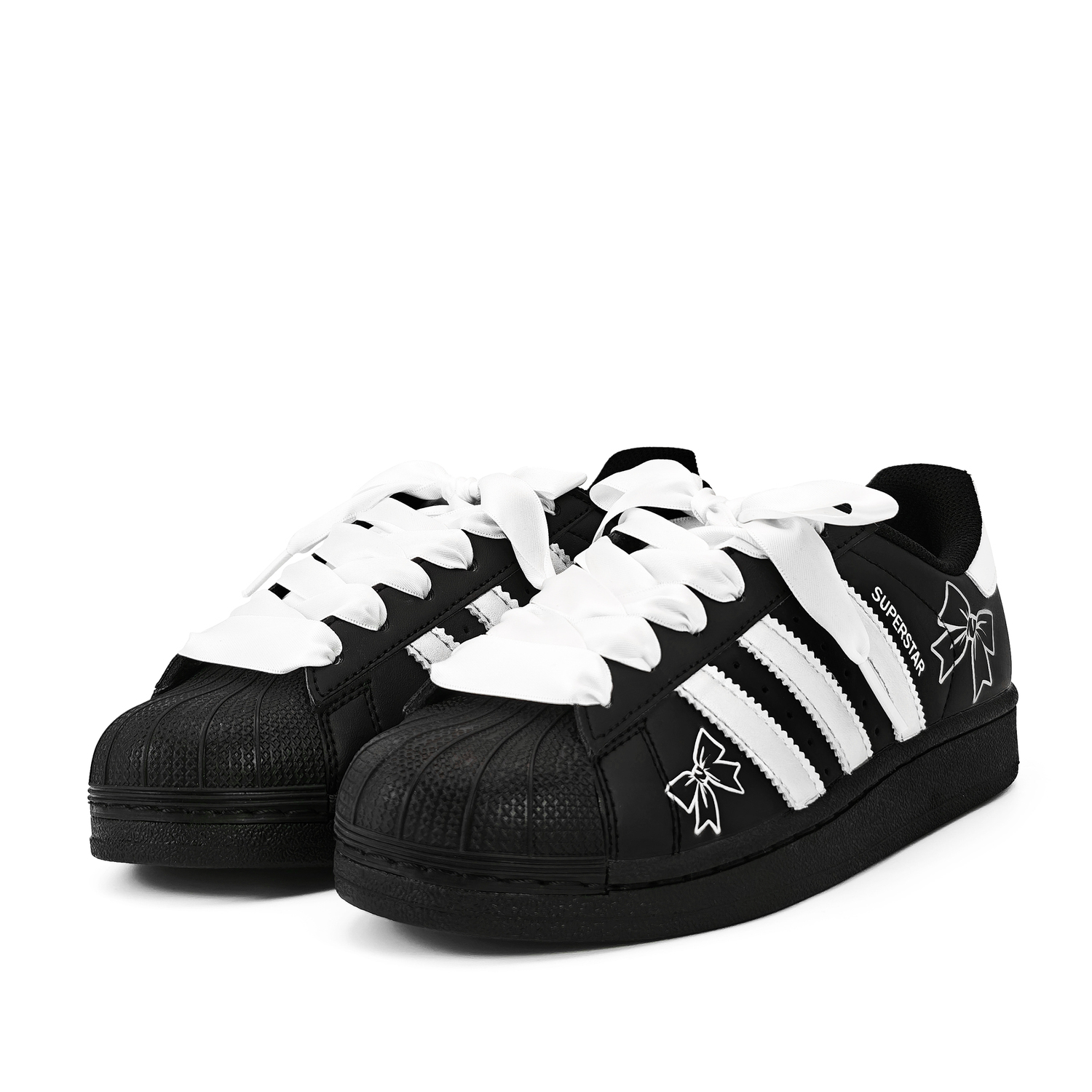 Adidas Originals Superstar Silver с черным баттерфляй кожа устойчивая к истиранию противоскользящая низкая — фото 4