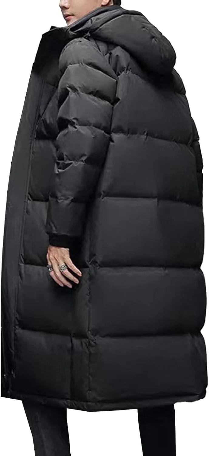 Мужская зимняя куртка Extra Long Parka удлиненная утепленная пуховик с капюшоном Generic, черный — фото 3