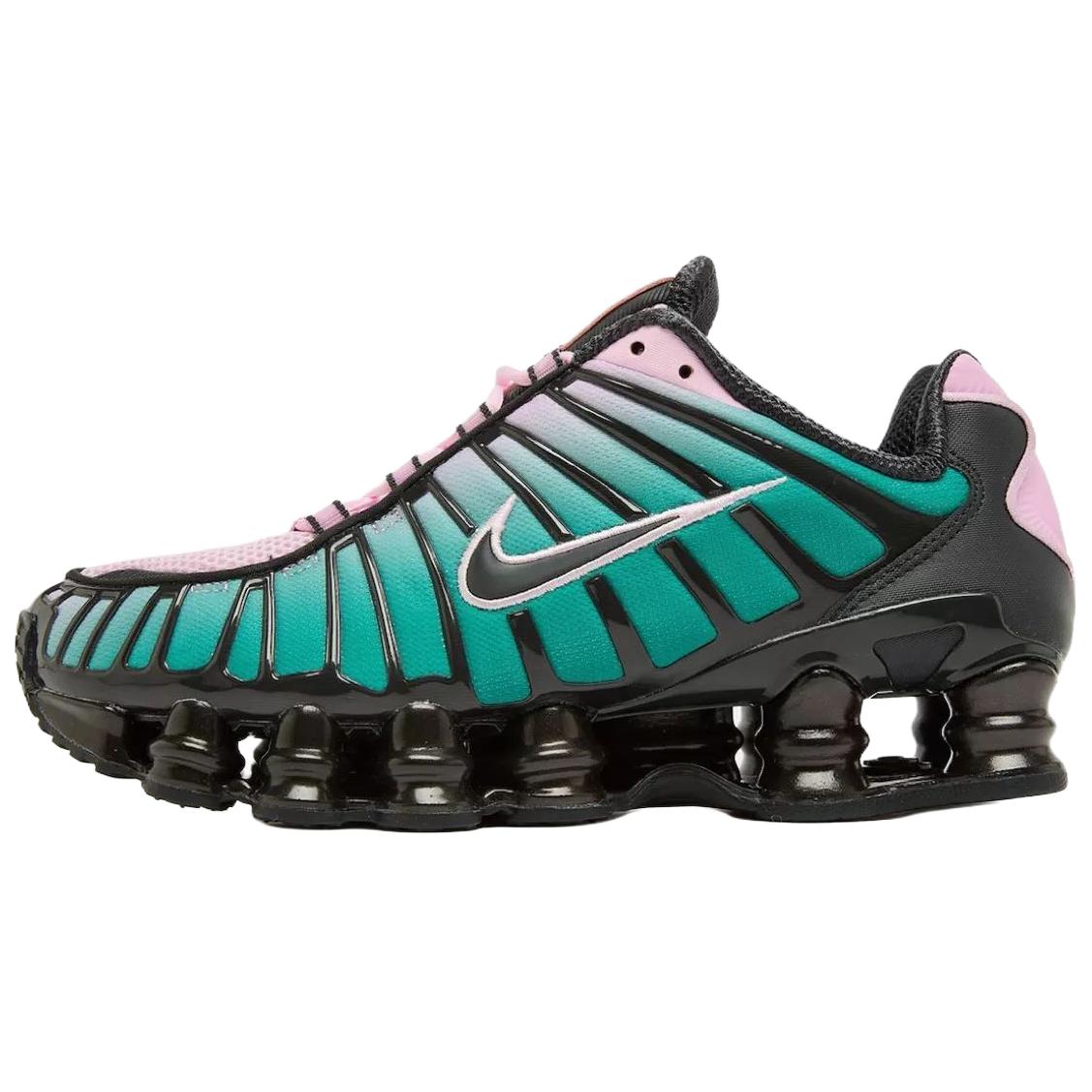 Nike Кроссовки Shox TL Series с низким верхом, устойчивые к истиранию и скольжению, женские, зелено-розовые