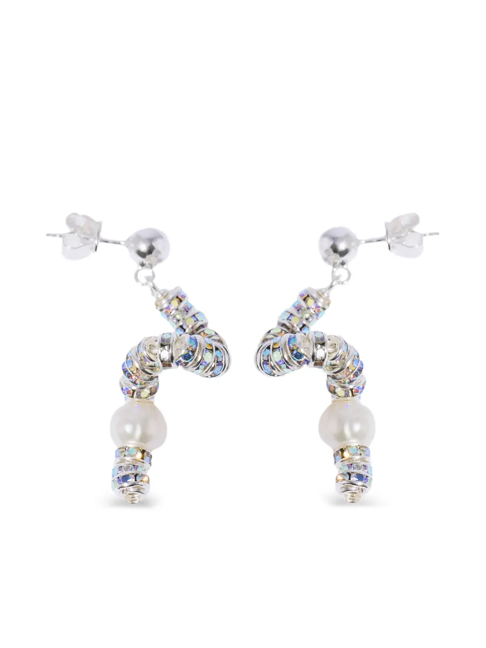 

Серьги Tiny Snakes с жемчугом и кристаллами Pearl Octopuss. Y, серебряный