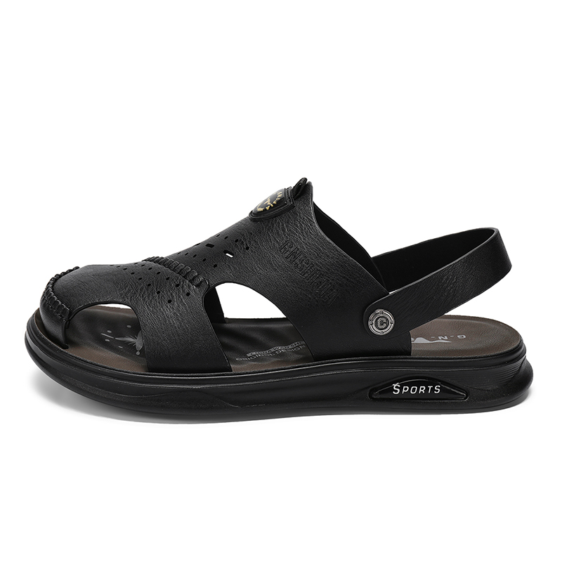 

Пляжные шлепанцы мужские черные/темно-коричневые G.N.SHIJIA