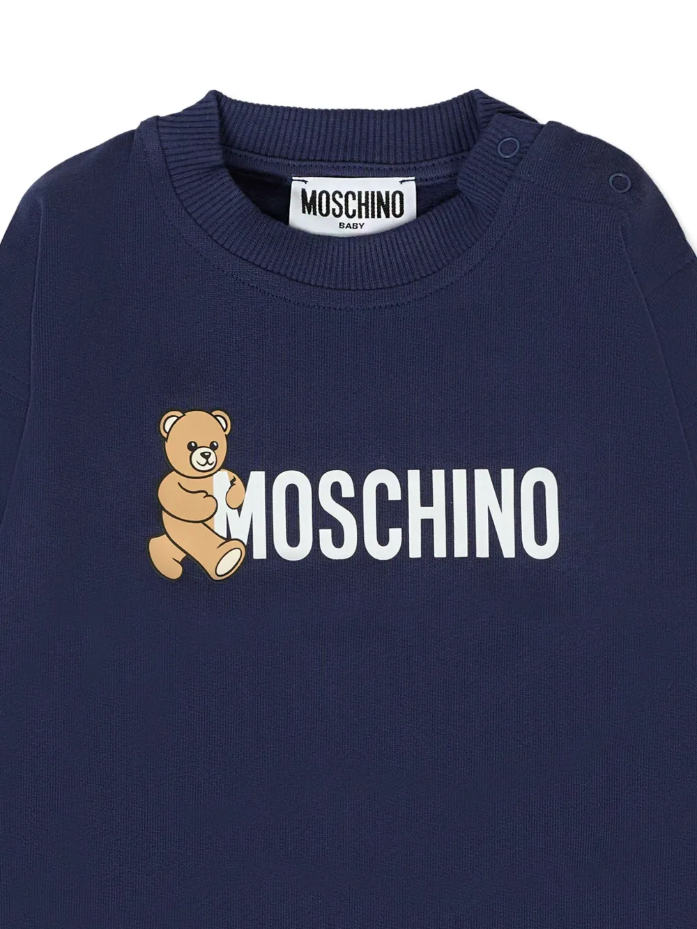 Толстовка с круглым вырезом и логотипом плюшевого мишки Moschino Kids, синий — фото 3