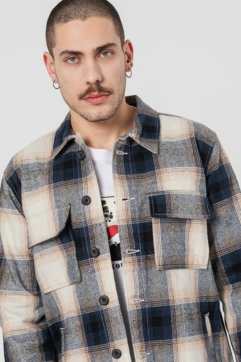 

Клетчатая куртка с нагрудными карманами Denim Project, коричневый