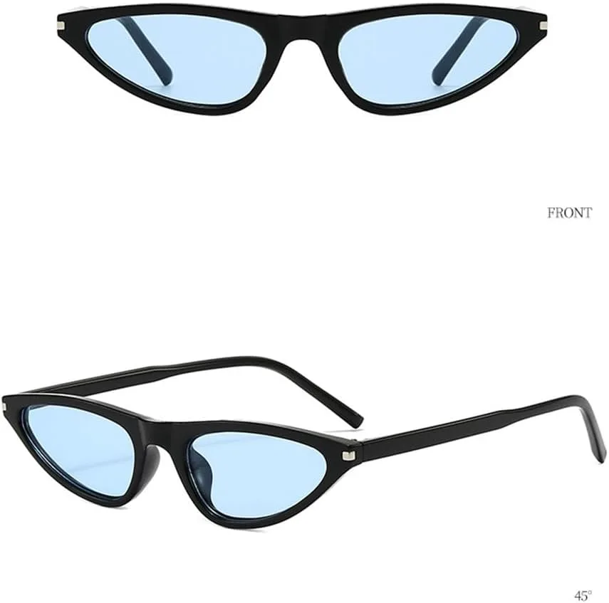 

Женские солнцезащитные очки «кошачий глаз», модные, в маленькой оправе, треугольной формы, винтажные, для улицы, защита от УФ-излучения UV400 WNCKSQ, C5blackblue