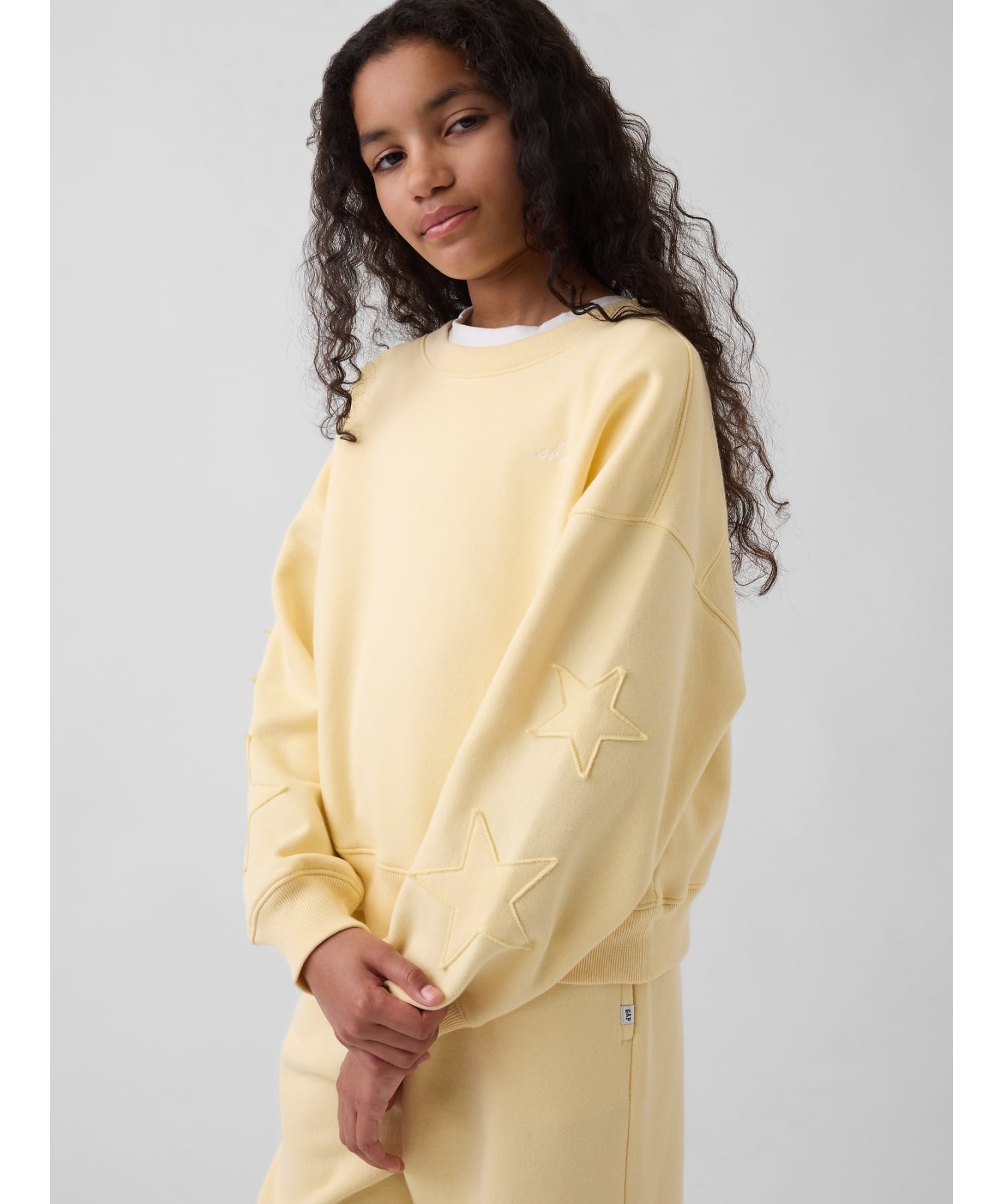 (K) Винтажная мягкая толстовка на танкетке с круглым вырезом (детская) GAP, MAIZE