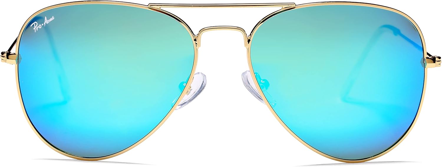 

Поляризованные солнцезащитные очки-авиаторы Pro Acme Classic для женщин и мужчин, легкая металлическая оправа в стиле «пилот», защита от УФ-излучения UV400, ширина линз 58 мм, A | Gold Frame| Blue Lens