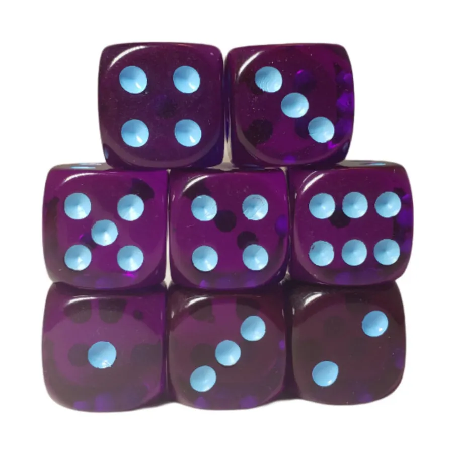

d6, 18 мм, полупрозрачный темно-фиолетовый со светло-голубым (8), Game Dice - Translucent (Role 4 Initiative)