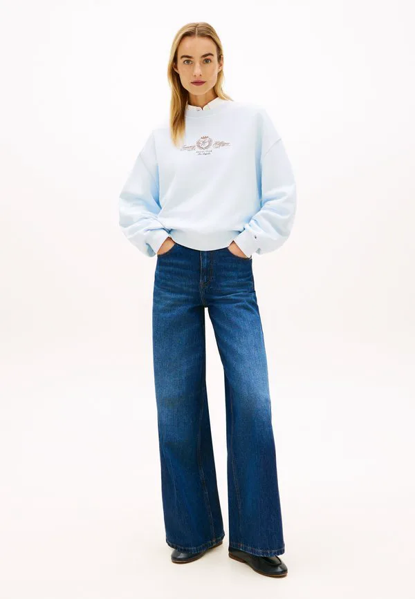 Толстовка из махровой ткани с вышивкой в виде герба Tommy Hilfiger, Keepsake Blue — фото 2