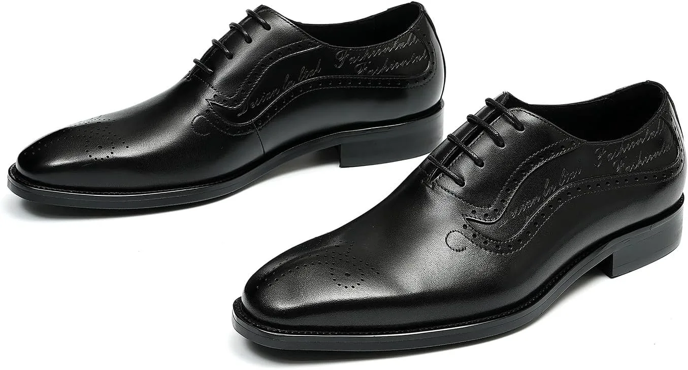 

Мужские оксфорды Santimon, официальная обувь из натуральной кожи, броги с крыльями, дерби, модная деловая и повседневная обувь для свадьбы, выпускного и других мероприятий, удобная обувь для мужчин, черный