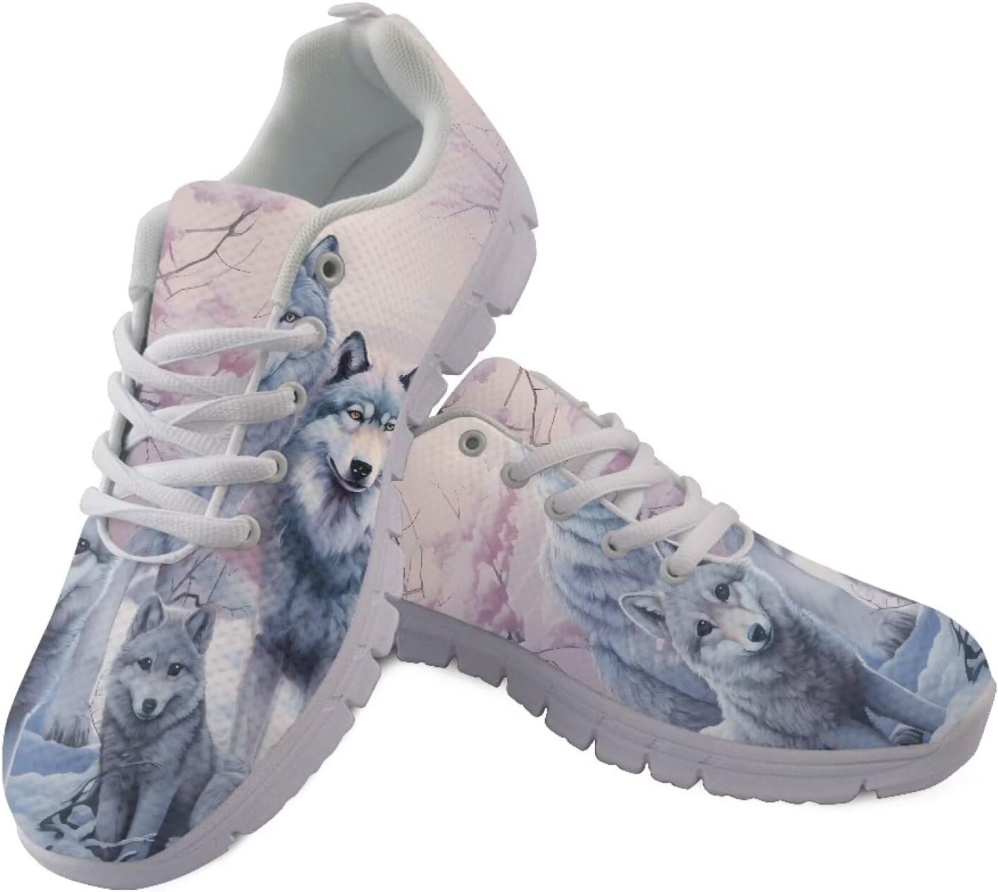 

Кроссовки для бега на открытом воздухе Jeiento для женщин и мужчин, легкая обувь для ходьбы, дышащие сетчатые кроссовки, унисекс, повседневная обувь, Wolf Family