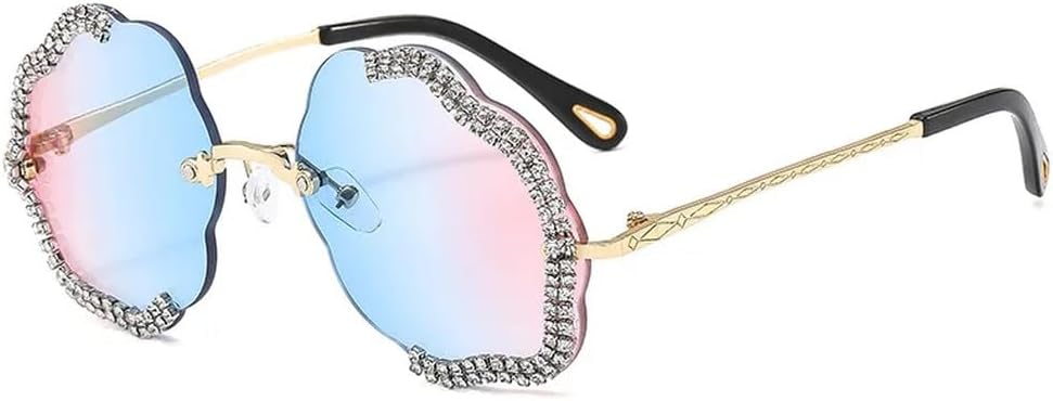 

Великолепные элегантные солнцезащитные очки без оправы для женщин с бриллиантовой защитой от солнца, очки для вечеринок и выпускных балов с защитой от УФ-излучения UV400 HYYZZC, C5