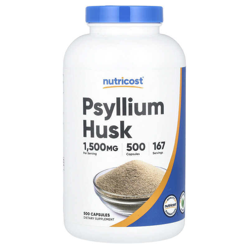 

Nutricost, шелуха семян подорожника, 1500 мг, 500 капсул (500 мг в 1 капсуле)