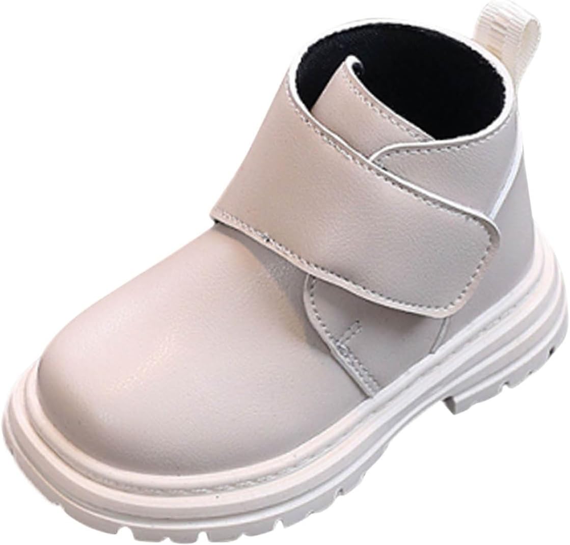 

Детские кожаные ботильоны для девочек 1-6 лет, модные, в британском стиле, с круглым носком, противоскользящие, повседневные, универсальные праздничные туфли Generic, White