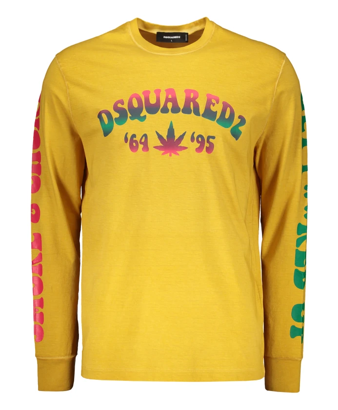 

Хлопковая футболка с логотипом спереди Dsquared2, желтый