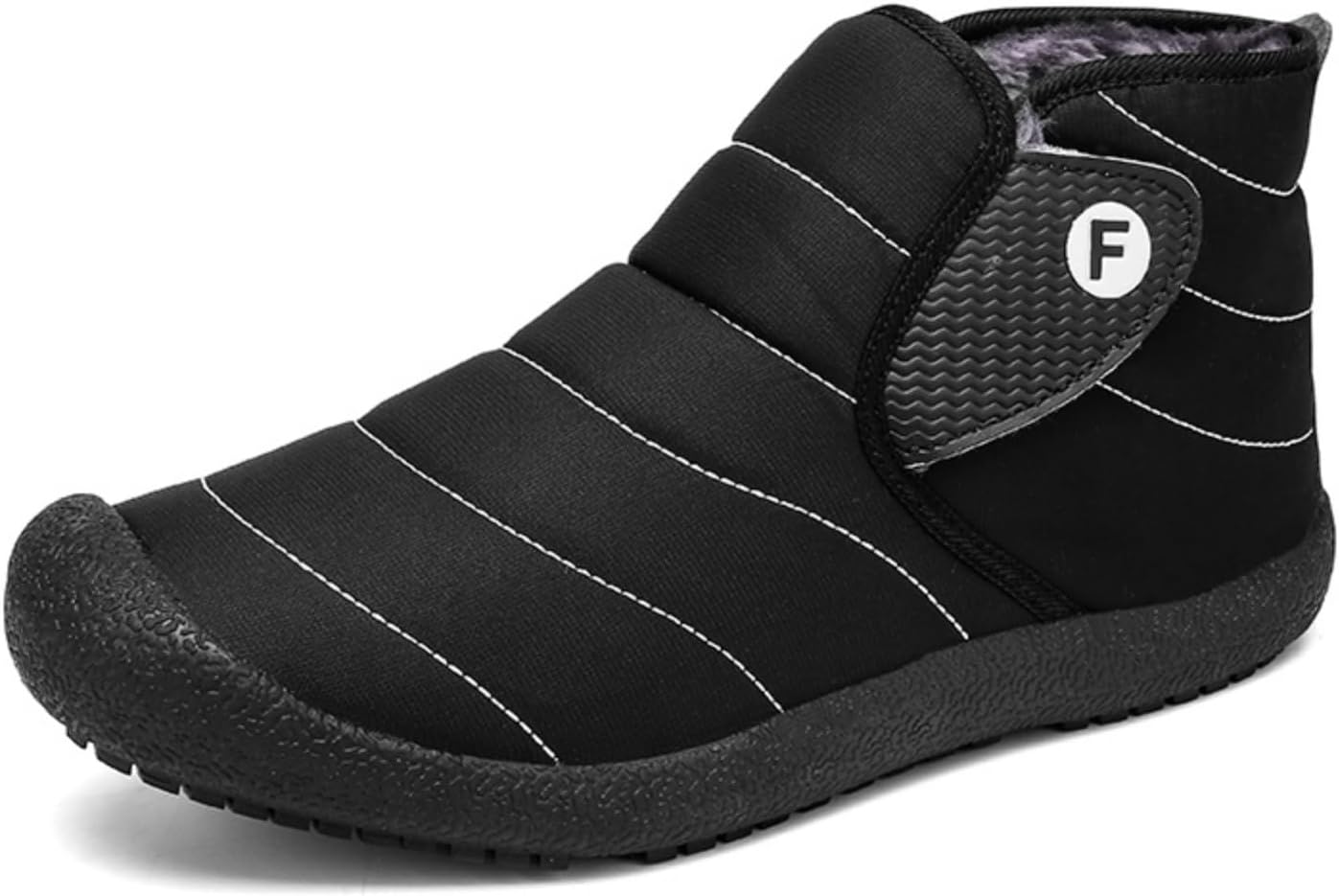 

Мужские зимние ботинки до щиколотки - с меховой подкладкой, водонепроницаемые, без шнурков, с противоскользящей и водоотталкивающей поверхностью, идеально подходят для прогулок на природе и повседневной носки Aokisx, черный