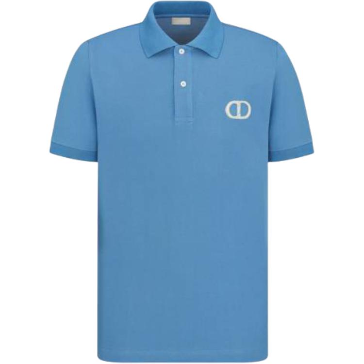 

DIOR Футболка-поло SS25 мужская синяя, Синий, DIOR Футболка-поло SS25 мужская синяя