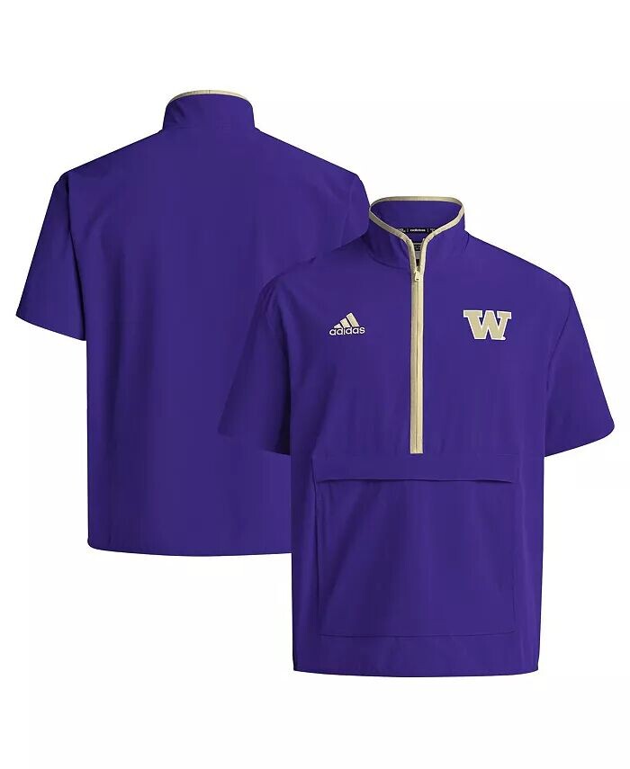 

Мужская фиолетовая куртка Washington Huskies Coaches Sideline с коротким рукавом и полумолнией adidas