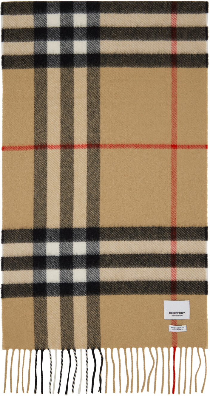 

Бежевый шарф в клетку Burberry, цвет Archive beige