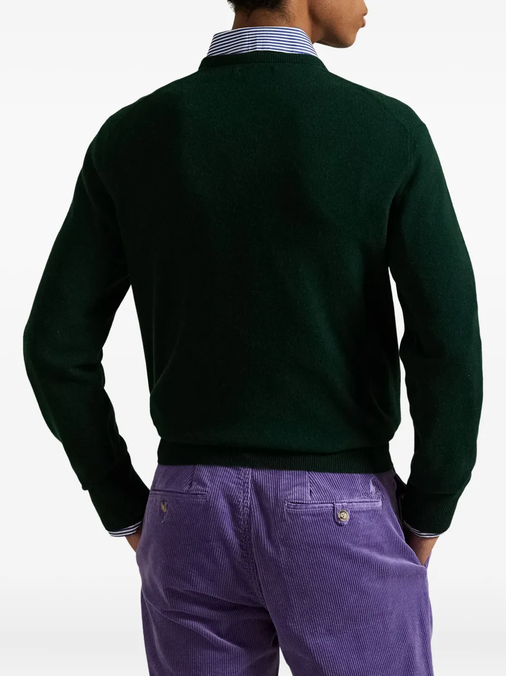 Шерстяной свитер с круглым вырезом POLO RALPH LAUREN, зеленый — фото 4