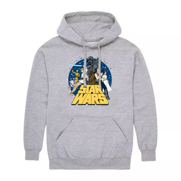 

Мужской флисовый пуловер с капюшоном в стиле ретро Star Wars, серый