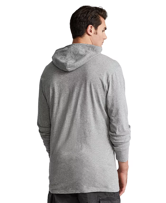 Мужская толстовка с капюшоном Big & Tall из джерси Polo Ralph Lauren, серый — фото 3