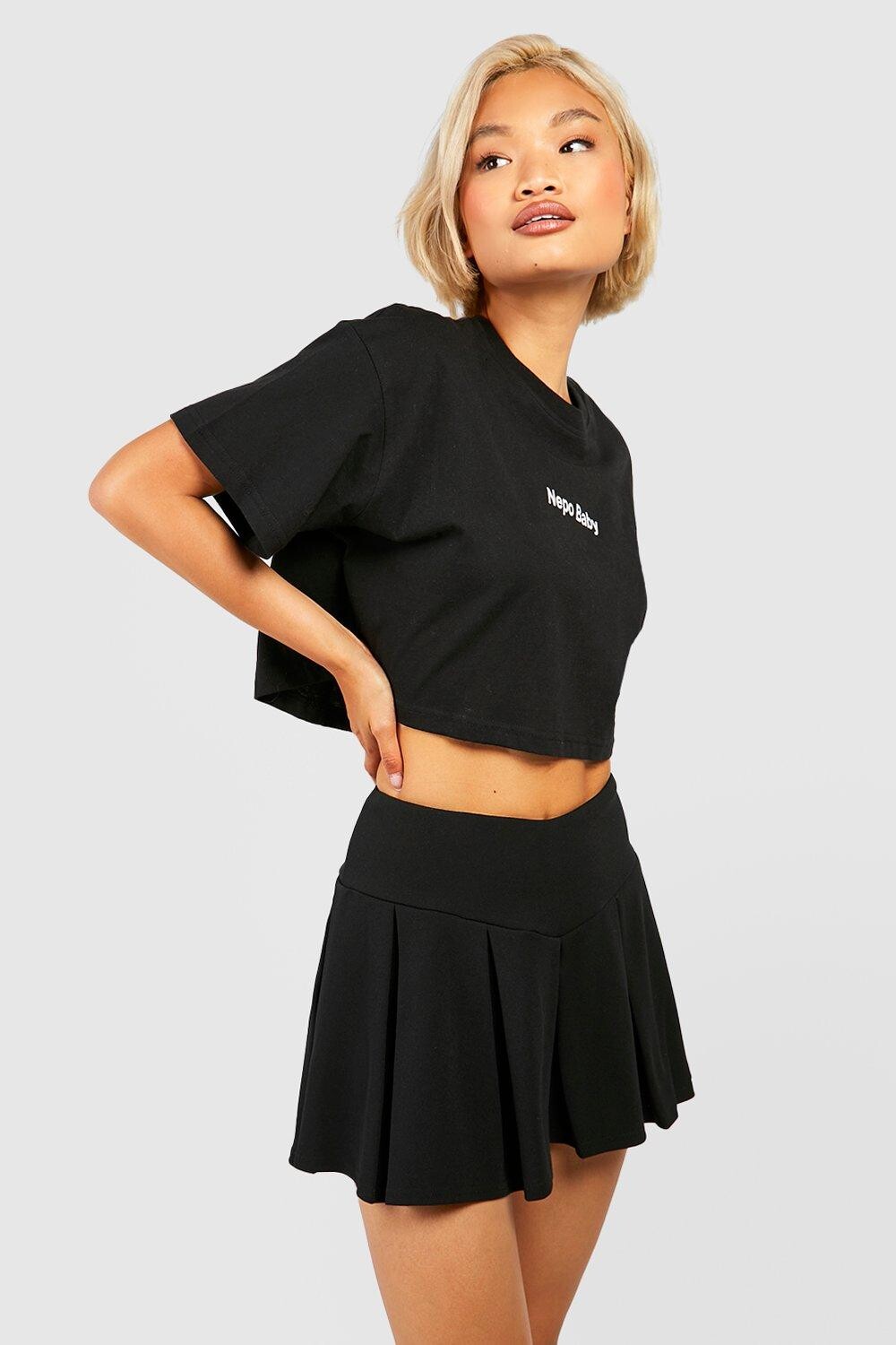 

Теннисная юбка с v-поясом Boohoo, черный