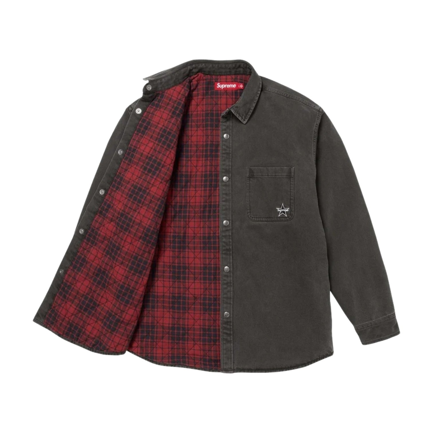 Рубашка Supreme FW25 из стеганого денима на кнопках, черная — фото 2