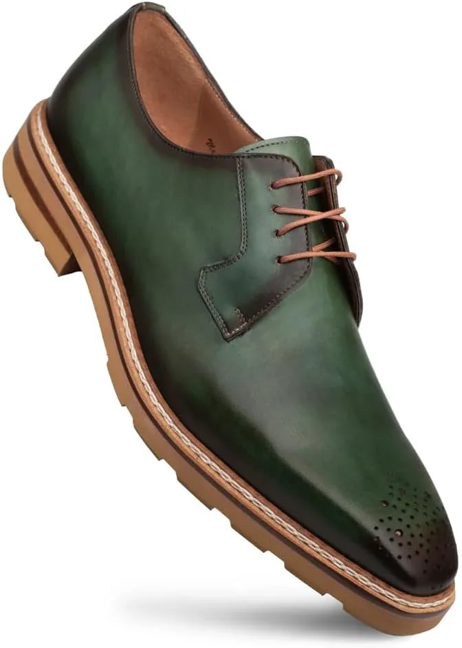 Mezlan Lug Sole Medallion Derby - мужские дерби из телячьей кожи с ручной окраской, с медальоном на носке и прочной резиновой подошвой - ручная работа в Испании — фото 3