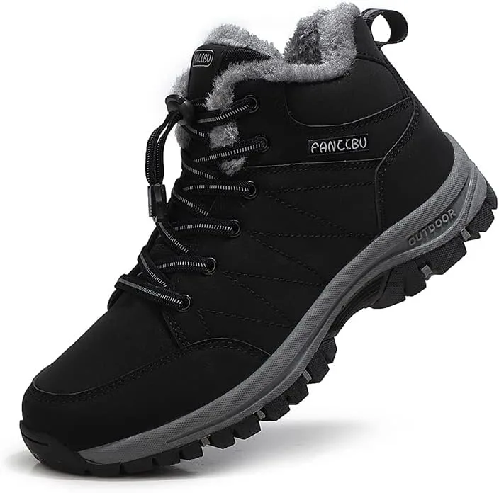 

Мужские зимние сапоги, повседневные, легкие, водонепроницаемые, снежные сапоги, противоскользящие, с меховой подкладкой, для походов, треккинга и походного туризма ZHNSHM, черный