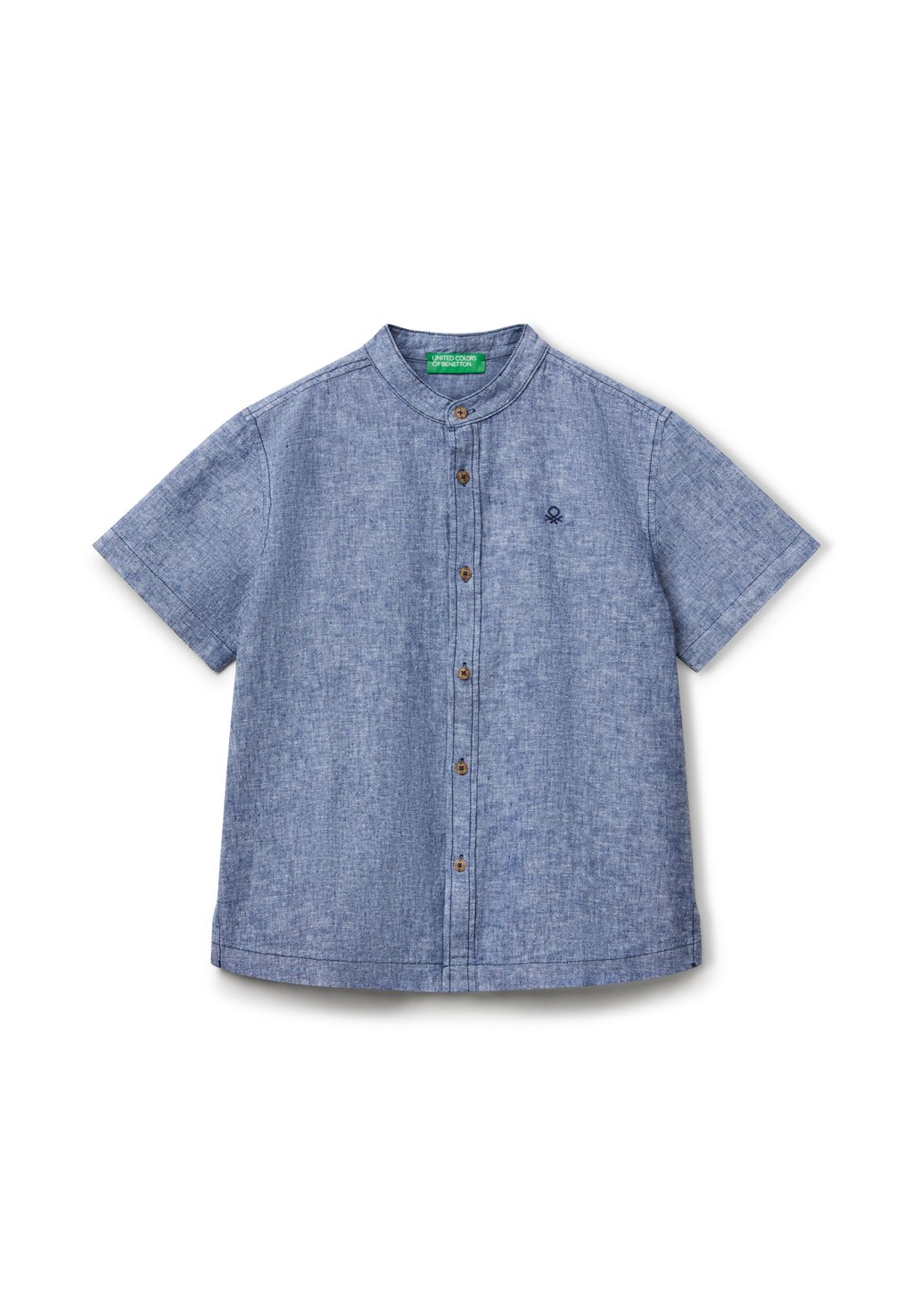 

Рубашка SHORT SLEEVE MANDARIN COLLAR United Colors of Benetton, синий