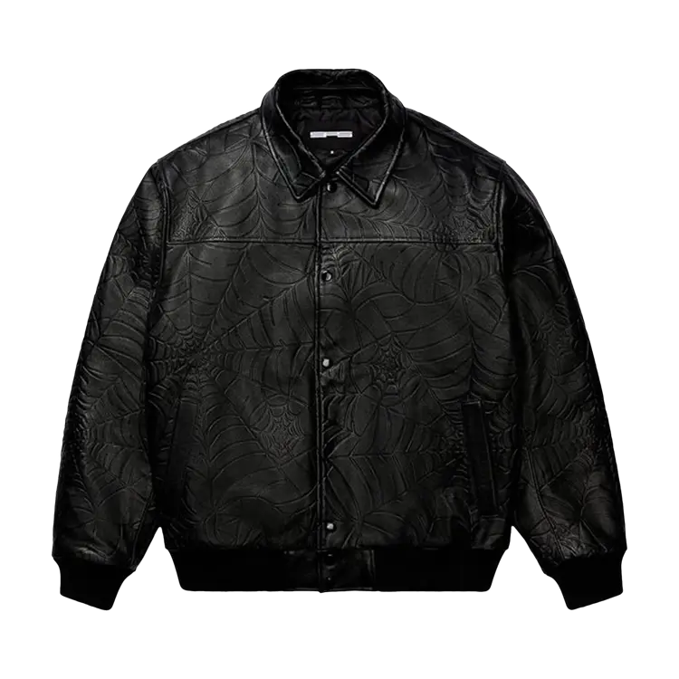 

Куртка Sp5der Debossed Web Leather 'Black', черный