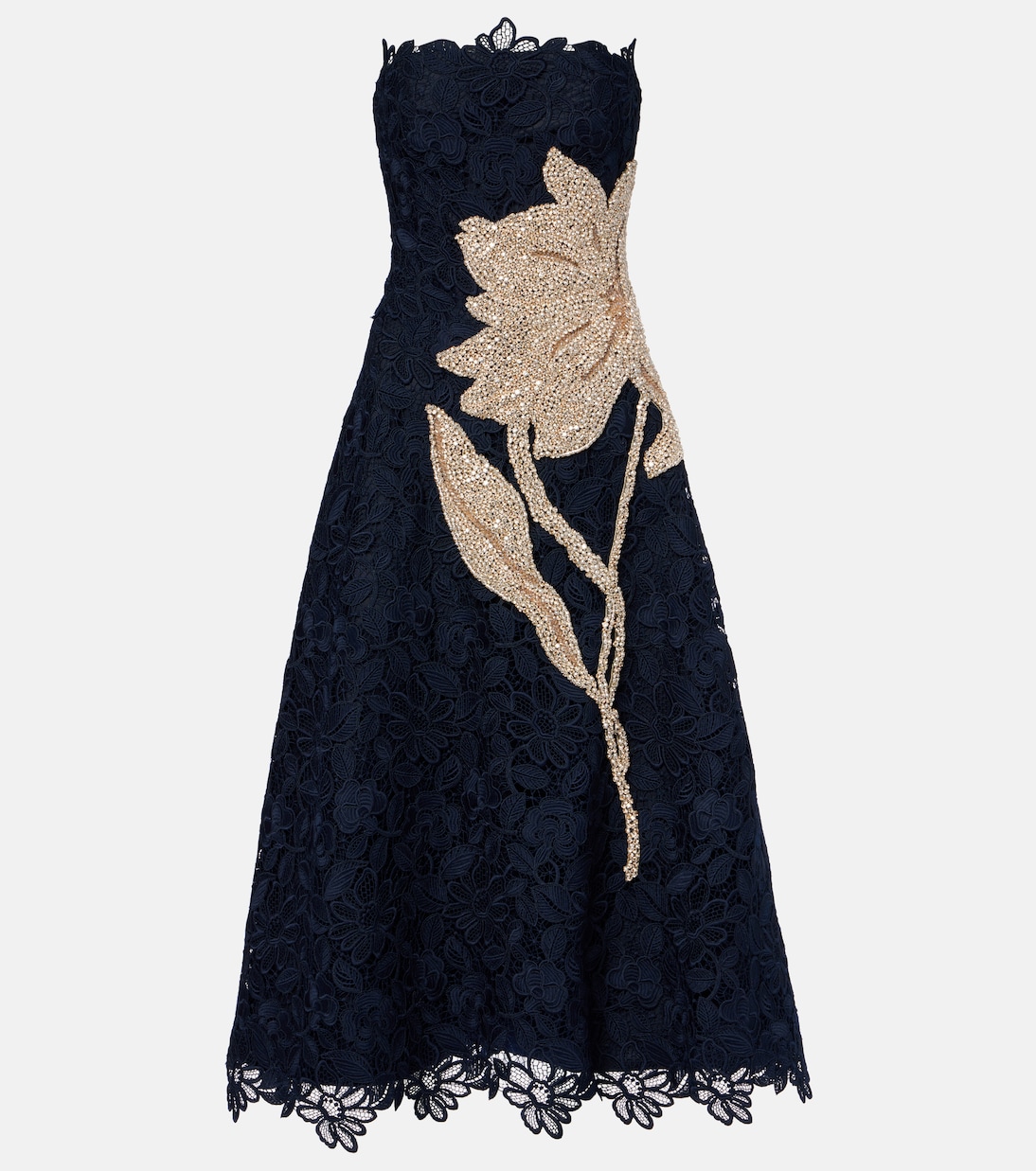 

Платье Mariela с аппликацией из кружева Costarellos, Navy Blue - Gold Embro