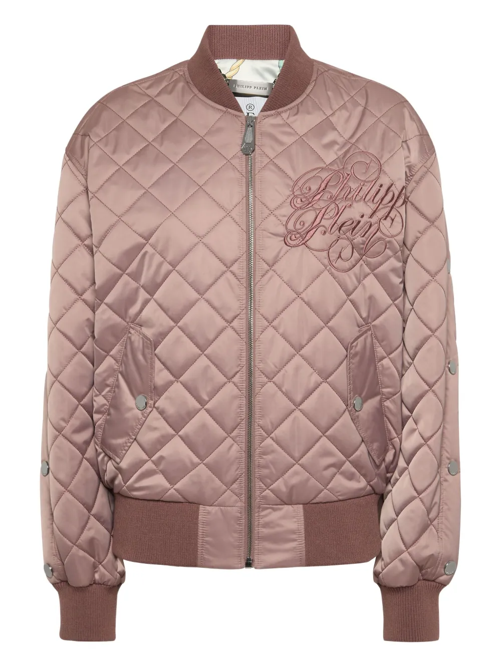 

Стеганый бомбер с вышивкой Philipp Plein, розовый