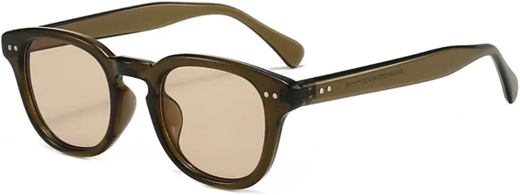 

Популярные модные квадратные солнцезащитные очки конфетных цветов для женщин, винтажные с заклепками, мужские солнцезащитные очки UV400 UATXTAU, Olive Light Tea