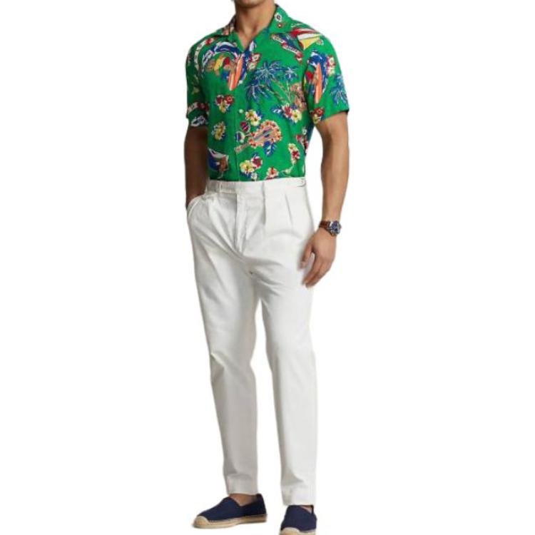 Рубашка Bear Surfer Printed Buttoned Shirt Polo Ralph Lauren, зеленый — фото 4